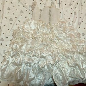 Girls white satin gala dress